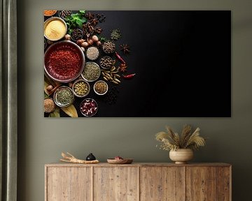 Various spices with black background by Mustafa Kurnaz