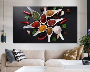 Various spices with black background by Mustafa Kurnaz