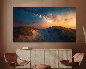 dune landscape with milky way wadden islands