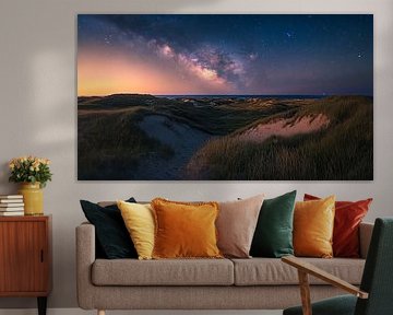 Dünenlandschaft am Abend mit Milchstraße Wattenmeer