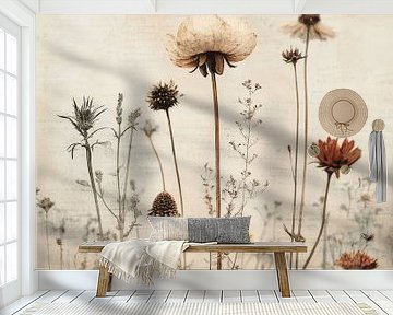 Vintage collage met bloemen van Japandi Art Studio