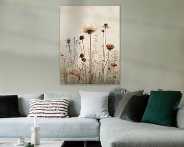 Vintage collage met bloemen van Japandi Art Studio