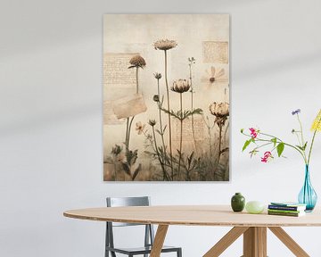 Vintage collage met bloemen van Japandi Art Studio