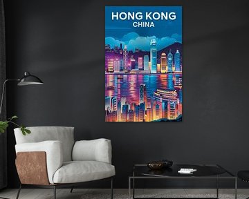 Hong Kong, China. by Poster Art Shop