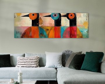 Vrolijke Vogeltjes | Lente van Abstract Schilderij