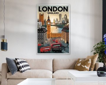 Londen: Stad van rode bussen van Poster Art Shop