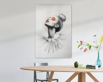 Portret van een ballerina met oranje accenten van Lauri Creates