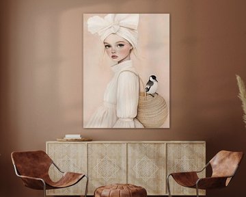 La fille et l'oiseau sur Carla Van Iersel