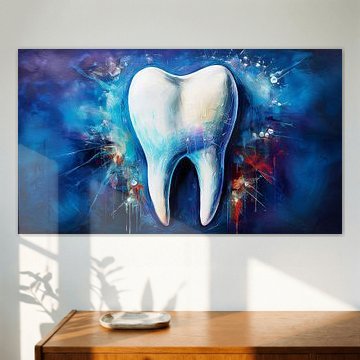 Tand met kleuren in kunstschilderij