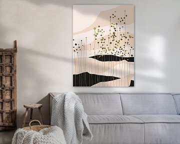 Abstract landschap in zwart en goud van Cats & Dotz
