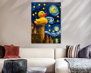 Abstracte gele eend en kasteel van MIROKKU