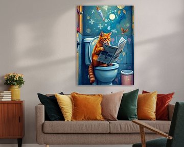 Orange Cat Reading Newspaper by MIROKKU