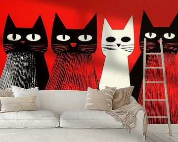 Pet Cat Gang in Red by Frank Daske | Foto & Design