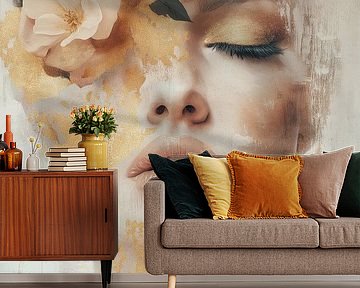 Frau mit Blumen von Bert Nijholt