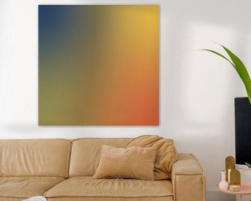 Retro jaren 70 neon kunst. Abstract verloop in geel, oranje, blauw, olijfgroen. van Dina Dankers