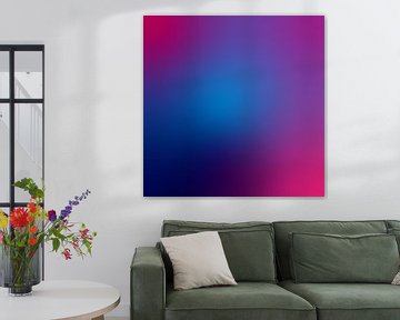 Art néon rétro des années 70. Dégradé abstrait en bleu cobalt, violet, rose framboise. sur Dina Dankers