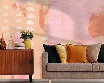 Abstract shapes in beige, pink, terracotta. by Dina Dankers