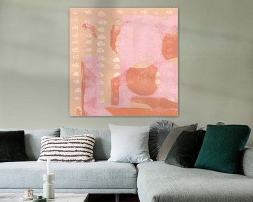 Abstracte vormen in beige, roze, terracotta. van Dina Dankers