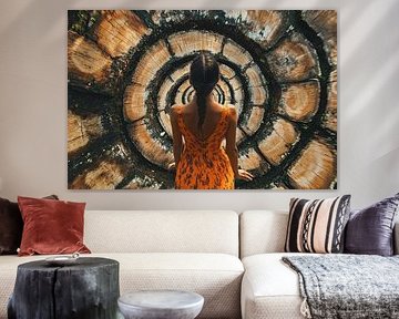 image spirituelle d'une femme dans la forêt