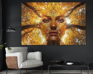 image spirituelle d'une femme dans la forêt