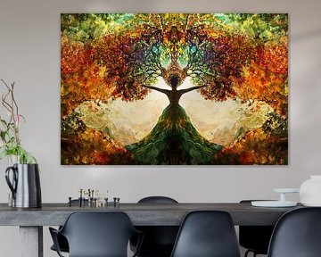 image spirituelle d'une femme dans la forêt