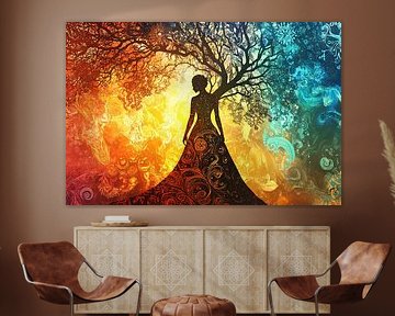 image spirituelle d'une femme dans la forêt