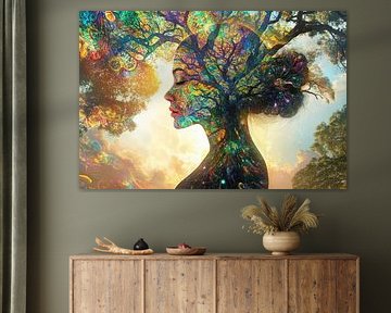 image spirituelle d'une femme dans la forêt