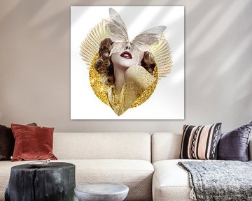 Vrouw van Goud in retro stijl van Collage Aday