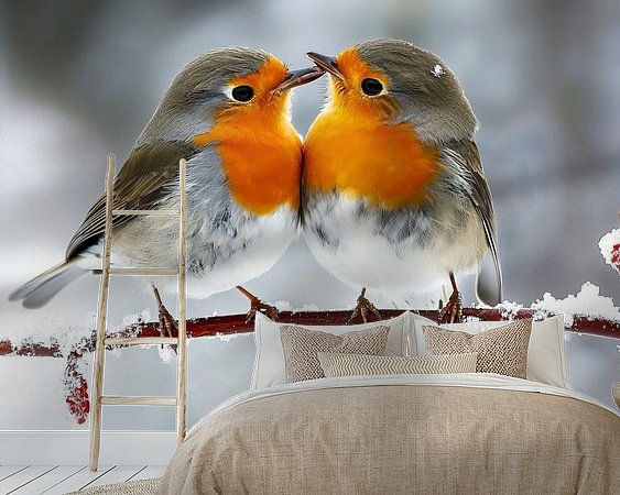 Voorbeeld van het werk in een kamer