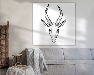 Antilope hoofdtekening van Poster Art Shop