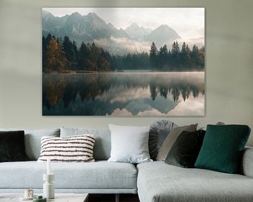 Mountain lake morning mist by Poster Art Shop