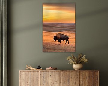 Bison at dusk by Poster Art Shop