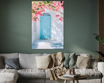 Porte bleue Fleurs sur Poster Art Shop