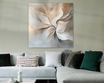 Bloemenstructuur in beige van Poster Art Shop