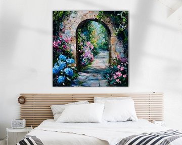 Bloemenboog ingang tuin van Poster Art Shop