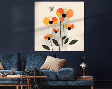 Des fleurs avec des mouches sur Poster Art Shop