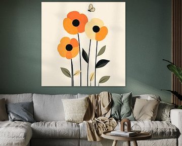 Flowers and butterfly by Poster Art Shop