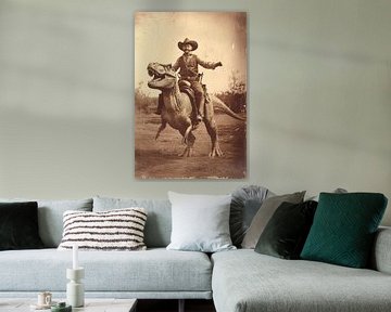 Cowboy on dinosaur by Poster Art Shop