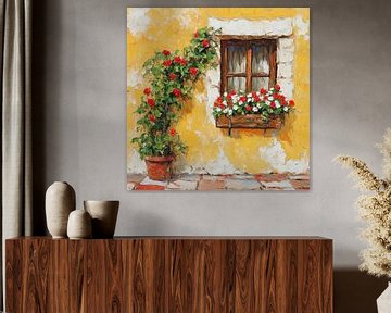 Raam met bloemen van Poster Art Shop