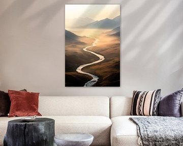 Rivier in de mist van Poster Art Shop