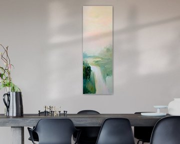 Rivierlandschap ochtendnevel van Poster Art Shop