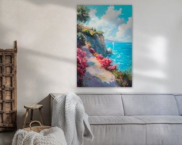 Kustpad met bloemen van Poster Art Shop