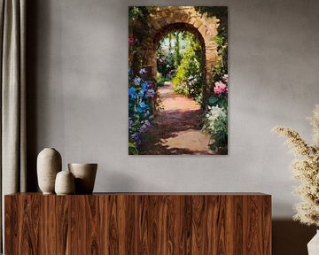 Chemin de jardin fleuri sur Poster Art Shop