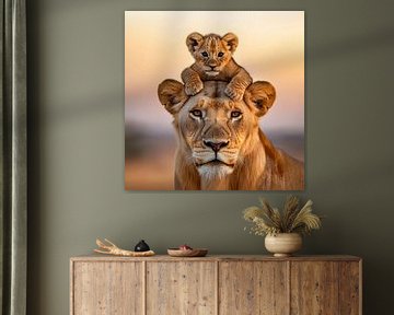 Familie leeuw van Poster Art Shop