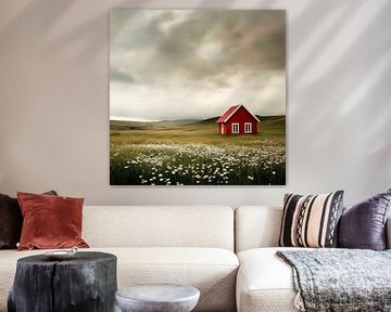 Rood Huis Weide van Poster Art Shop