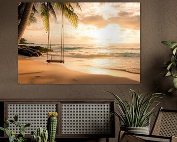 Hamac sur la plage sur Poster Art Shop