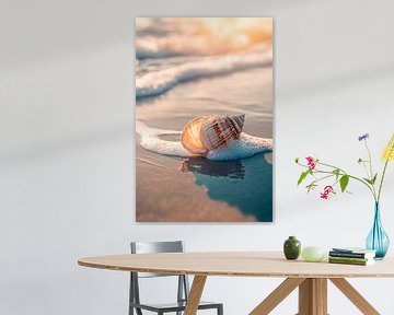 Schelp op het strand van Poster Art Shop