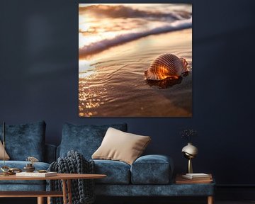 Schelp op het strand van Poster Art Shop