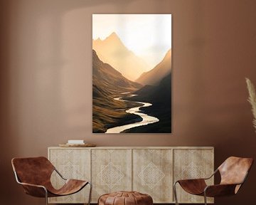 Berglandschap Rivier van Poster Art Shop