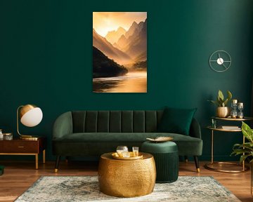 Berglandschap zonsondergang van Poster Art Shop